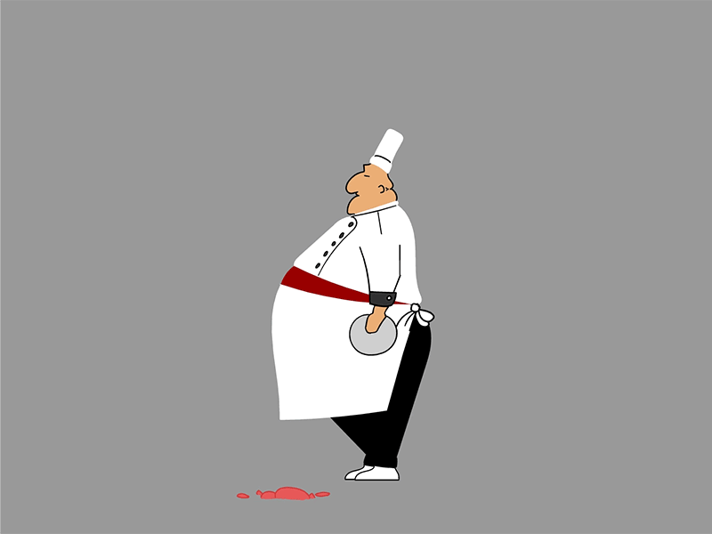 Sad Chef 2d animate animation animator arab character chef cycle falling flat food illustration motion sad traditional traditional animation