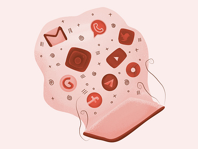 Gadget design flat gadget handphone illustration minimal pink red vector