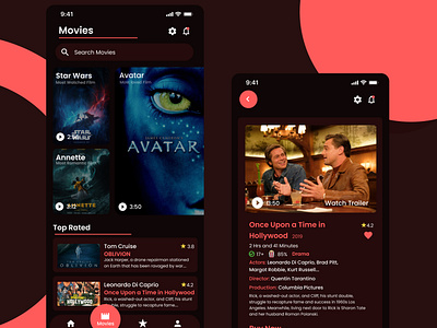 Movie App UX/UI Design app appdesign art branding design designer graphic design illustration logo ui uidesign uiux ux uxdesign uxdesigner webdesign