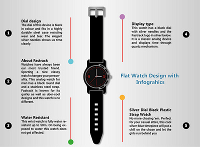 Flat Watch Illustration Design with Infographics branding design graphic design illustration infographics vector watch