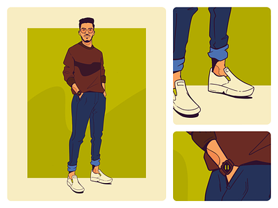 OOTD | Character colourful design fashion flat design illustration man ootd procreate style vector