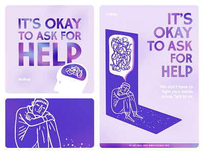 Its Okay | Poster anxiety colourful design facebook flat design health help illustration instagram mental mentalhealth post poster procreate vector