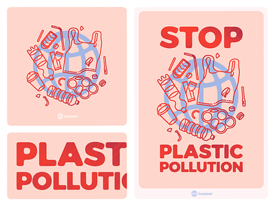 Stop Plastic Pollution | Poster clean colourful design ecofriendly environment flat design healthy illustration nature plastic pollution post poster procreate typogaphy vector