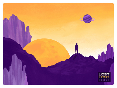 Lost | Illustration colourful design flat design illustration landscape lost planet procreate space typogaphy vector