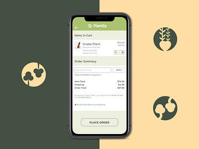 Payment Page for plant ordering app growth illustration product design strategy ui ui design ux ux design