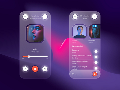 Glassmorphic Music Player app design figma glassmorphic music product ui