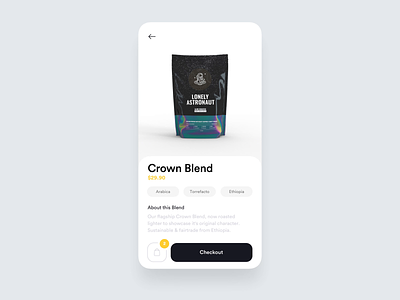 Lonely Astronaut Coffee - E-commerce 3d aftereffects animation app c4d coffee design ecommerce product transition ui ux