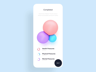 Snug Yourself - Recognizing Stress Sources 3d animation app branding bubbles calculation colorful concept design fresh profile statistics stress ui ux