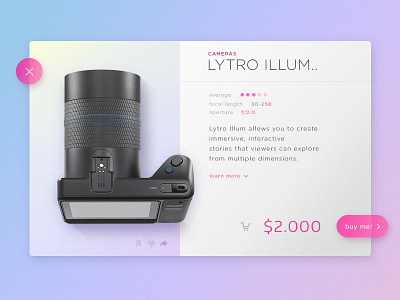 Product Card buttons card dribbble glowing gradient illum lytro product shot trends