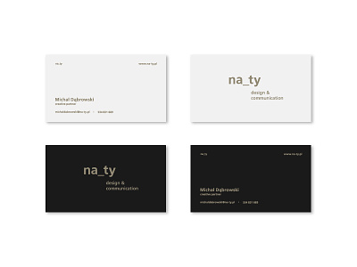na_ty business cards black branding business card gold grey logo minimal monochrome print stationary typography