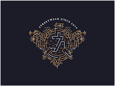 7store emblem icon illustration lineart line vector gold sneaker street