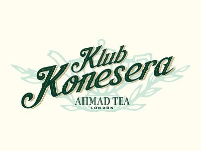 Ahmad Tea Club emblem lettering logo retro script stamp tea victorian vintage