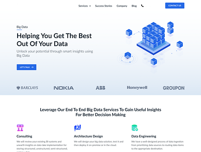 Big Data design homepage landign page ui web