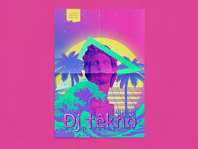 A Door Called Horse / DJ Party event poster design illustration pastels poster retro retrowave typography vapor vaporwave vector