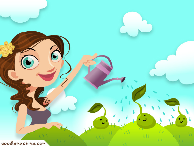 Little Sprouts illustration art character vector drawing cute girl nature sprout child pretty