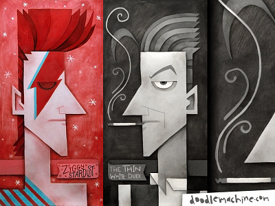 David Bowie x2 abstract art cartoon character commission cute david bowie davidbowie design drawing freelance illustration illustrator painting weird whimsical