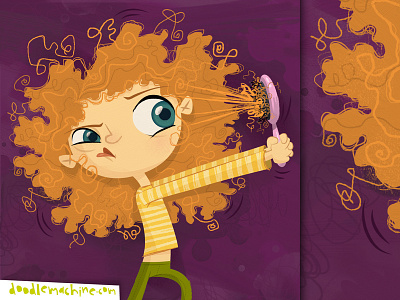 Hair Struggles art badhair badhairday brush cartoon character commission curlyhair cute drawing freelance fro girl hair hairstyle illustration illustrator painting vector