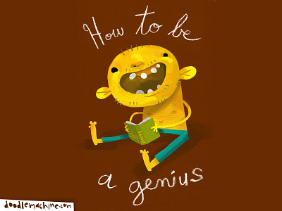 How to be a Genius art book cartoon character commission cute design drawing freelance genius illustration illustrator man painting reading smart story vector weird whimsical