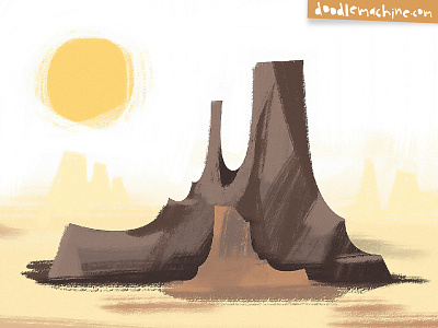 Desert Sketch art cartoon commission dehydrated desert drawing freelance hot illustration illustrator mountain painting photoshop rock scene sketch sun whimsical