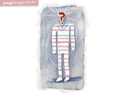 Question Yourself abstract art business character commission design drawing expressionist freelance illustration illustrator man painting question questionmark suit weird whimsical