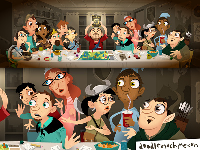 DnD Last Supper art cartoon character commission cute dnd dragons drawing dungeons fantasy freelance geek illustration jesus lastsupper nerd roleplaying rpg story vector