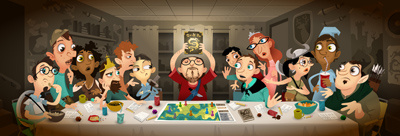 D & D Last Supper abstract art asset board game cartoon character characters commission cute design doodlemachine dork dragons drawing dungeons geek illustration mascot nerd role playing game rpg vector video game website whimsical