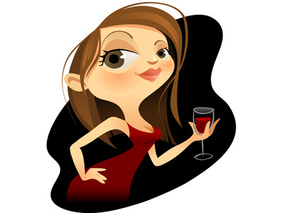 Full Bodied Red alcohol art attractive badge beautiful black cartoon character commission curvy cute design doodlemachine drawing drink elegant evening girl illustration mascot party robot vector voluptuous website wine holding woman young