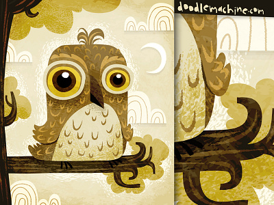 Night Owl animal animals art bird cartoon character commission cute drawing flying freelance illustration illustrator nature night owl painting story vector whimsical