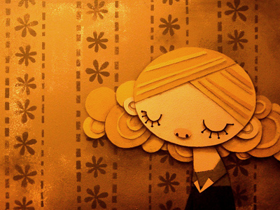 Girl, with Wallpaper 3d art book cartoon character commission cry cute drawing effect emo fairy tale freelance girl illustration illustrator mourn painting quiet sad standing story strange style weird whimsical