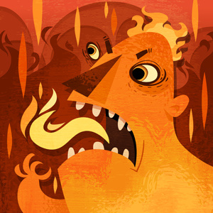 Fire Monster art cartoon cave character commission cute drawing freelance heat hell hot illustration illustrator monster red vector