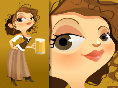 Wench alcohol art attractive bar barmaid beautiful beer cartoon character commission curly curvy cute drawing dress freelance girl happy historical illustration illustrator mascot medieval sexy smile vector wench woman young