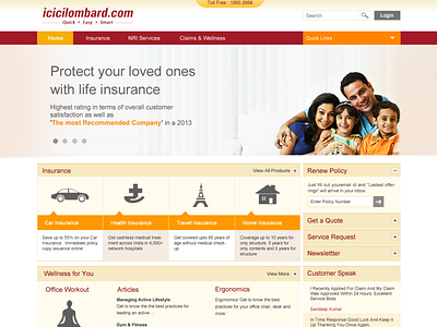 Portal ICICI Lombard design minimal portal ui web