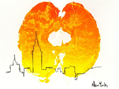 Big Apple Sunset apple illustration new york nyc print sketch skyline