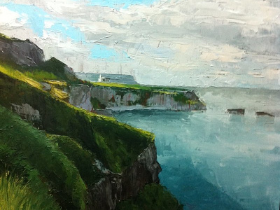 Irish coastline ireland landscape oil painting palette knife
