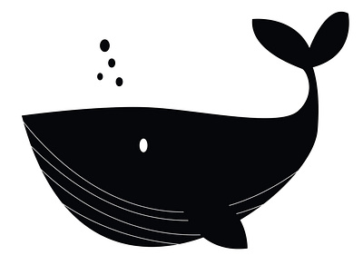Whale animal black white clipart drawing illustration kids art pieloot water whale