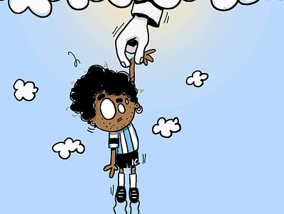 Hand of God cartoon illustration maradona pieloot