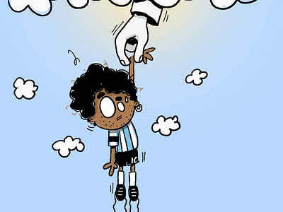 Hand of God cartoon illustration maradona pieloot