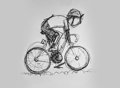 cyclist bic black white cobblestone cycling draft drawing grayscale handdrawn illustration illustrator paris pieloot retro roubaix sketch