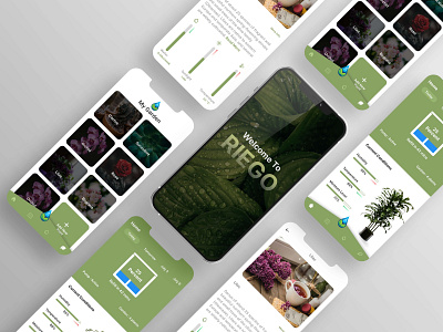 RIEGO App "Water Your Plant" app design graphic design home page illustrations landing page mobile app mobile app design ui ui design uiux user interface ux