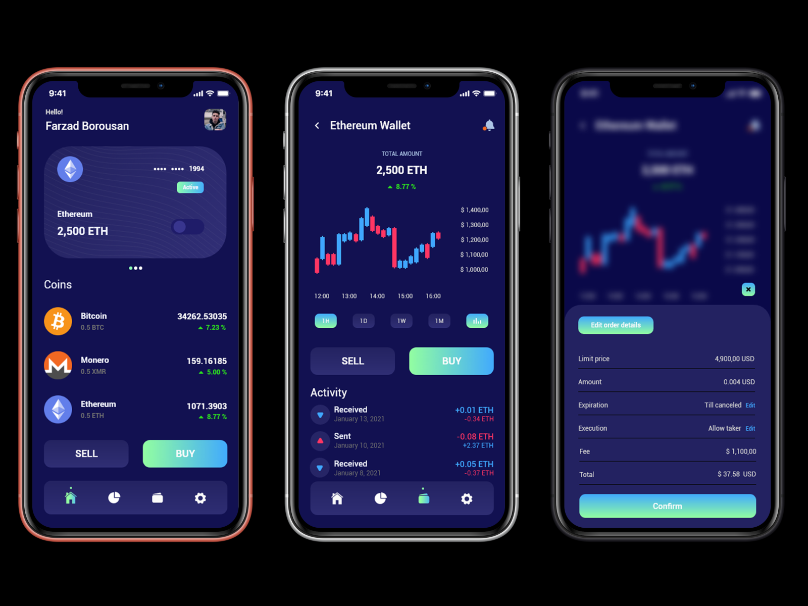 Cryptocurrency app! by Farzad Borousan on Dribbble