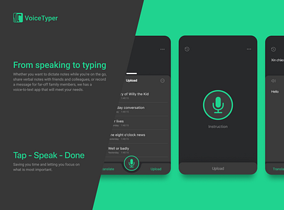 VoiceTyper - Speech to text application app design ui ux