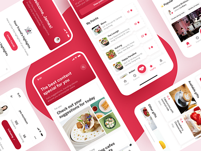 Grumpeat app bars design designer food koala mobile app mobileappdesign pink red restaurant restaurants startup theroom ui uiuxdesign ux uxui