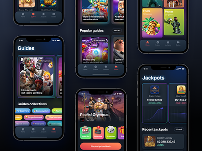 Slot Guides. Mobile app design. Casino app app casino design designer game games illustration mobileappdesign slotgames slots ui