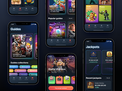 Slot Guides. Mobile app design. Casino app