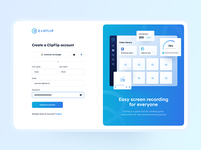 ClipFlip - tool for creating videos app blue design designer illustration tool ui video webapp