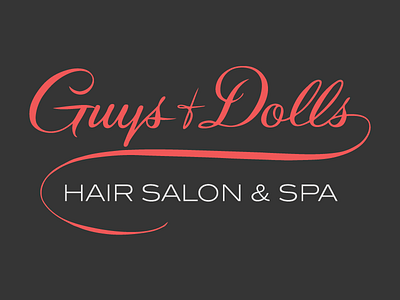 Guys And Dolls Logo business cards cards hair salon handmade logo red salon script vector vintage