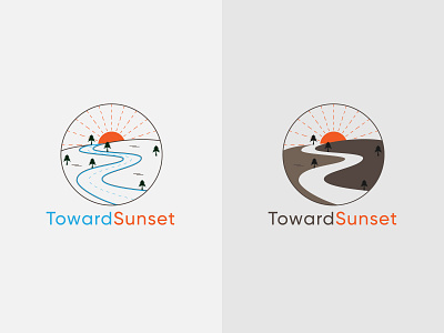 TowardSunset Travel Logo brand identity branding graphic design logo logo design minimalist logo professional logo river logo sunset logo travel logo trees unique logo