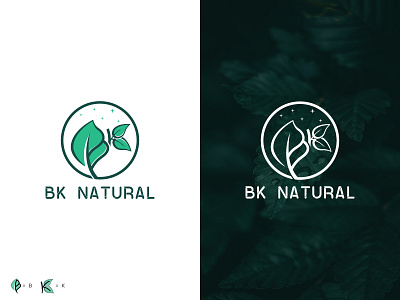 BK Natural LOGO b logo mark bk logo branding graphic design k letter logo lettermark logo logo design minimalist logo modern logo nature logo professional logo unique logo