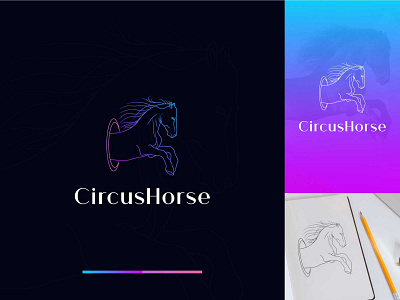 'Circus Horse' line art Logo design