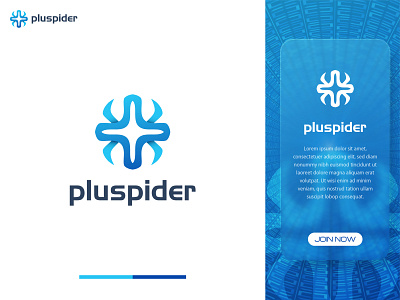 Spider + Plus sign - 'Pluspider' Logo design animal logo brand identity branding brandmark graphic design logo logo design medical logo modern logo plus icon plus logo spider spider logo tech logo technology